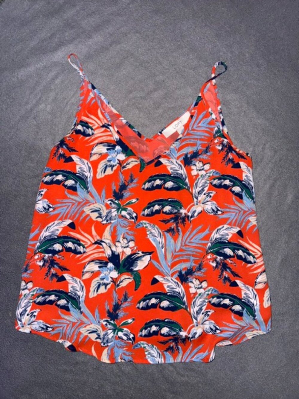 LOFT Women’s Size Small Orange Floral Tank Top Sleeveless Tropical Print Cami